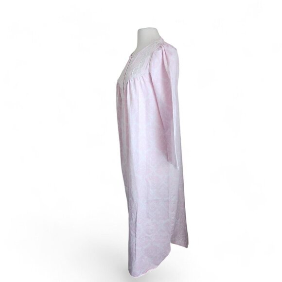 MISS ELAINE Nightgown‎ Small Long Sleeve Gown  TOUCH THE INSIDE Sateen Pink - Picture 3 of 14